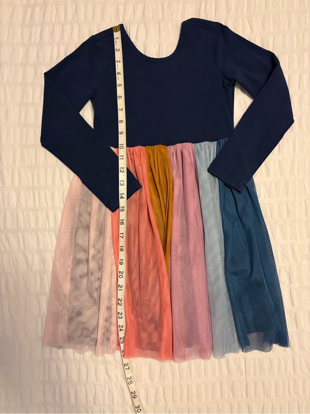 Hanna Andersson Navy Dress with Rainbow Tulle Skirt